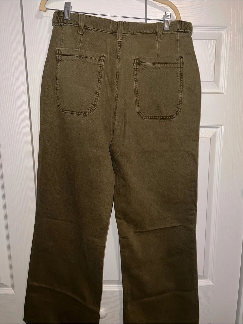 Free People Olive Green Wide Leg Flare Jeans